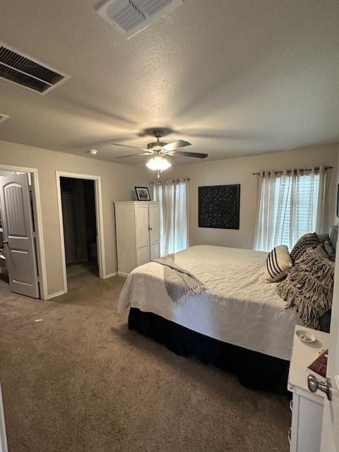 bedroom featuring ceiling fan and carpet flooring