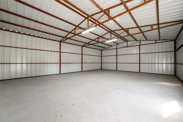 garage with metal wall