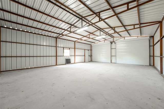 garage with metal wall