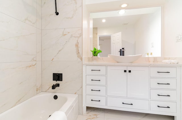 bathroom with shower / tub combination and vanity