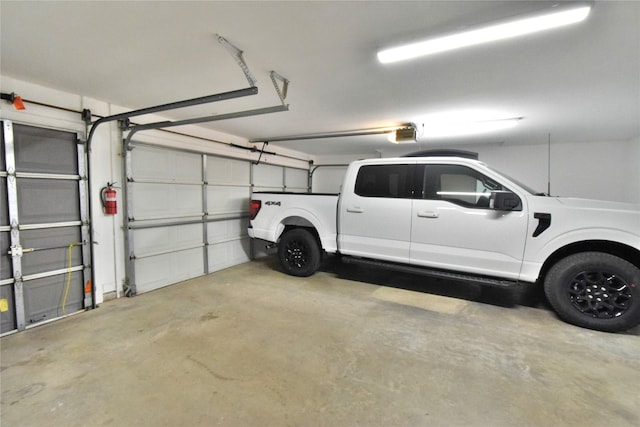 garage with a garage door opener