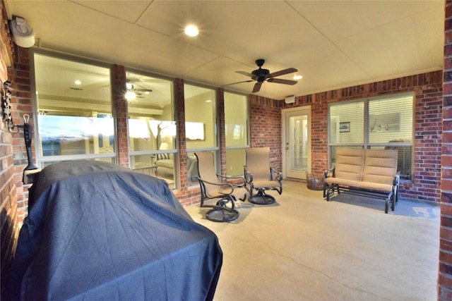 view of patio with ceiling fan