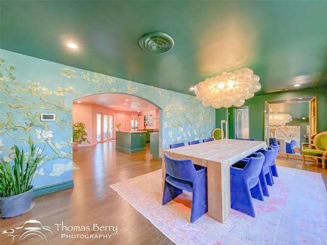 dining room with light wood-type flooring