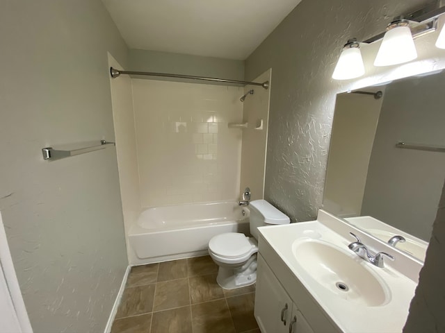 full bathroom with tile patterned floors, vanity, toilet, and bathing tub / shower combination