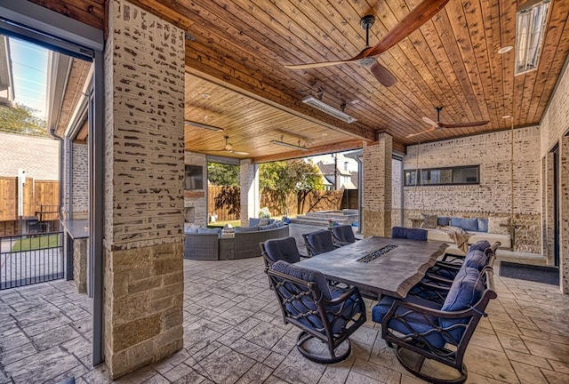 4737 Sugar Mill Rd, Dallas, TX 75244 - view of patio / terrace with outdoor lounge area, a ceiling fan, outdoor dining space, and fence