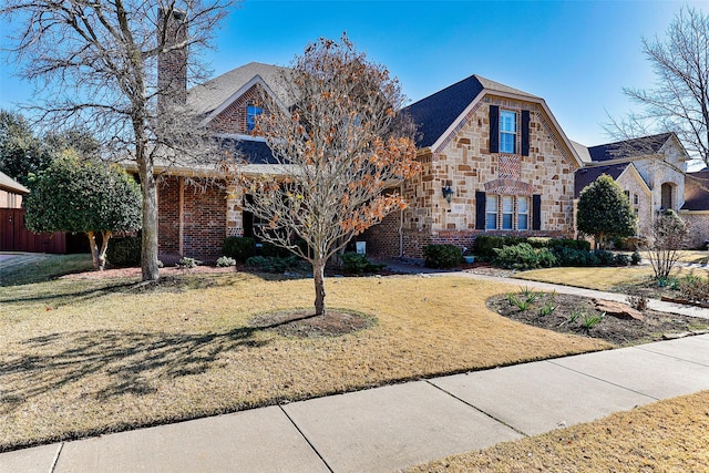 view of front of home featuring a front lawn