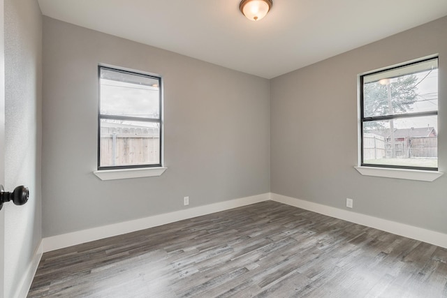 spare room with wood-type flooring and a wealth of natural light