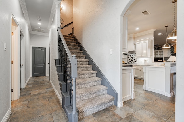 stairway with ornamental molding