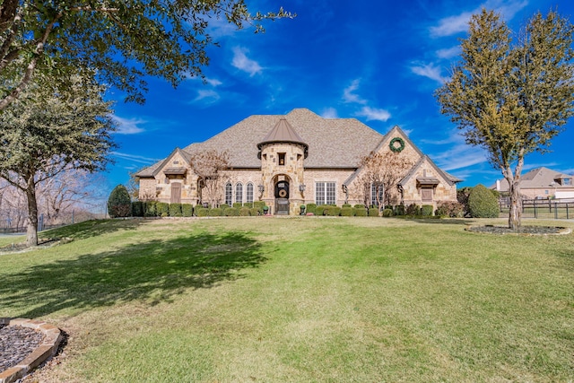 view of front of house featuring a front lawn