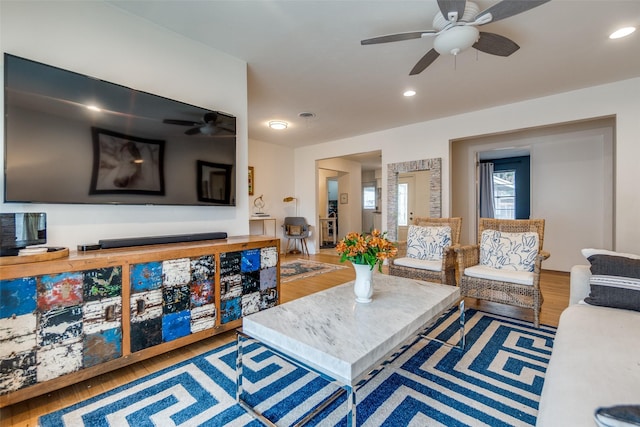 living room featuring hardwood / wood-style flooring