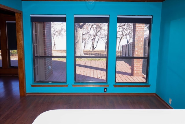 doorway with dark wood-type flooring and plenty of natural light