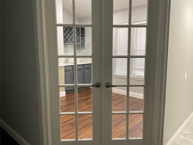 interior details featuring french doors