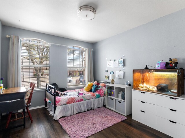 bedroom featuring dark wood finished floors