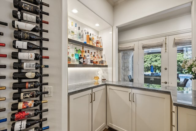 bar with dark stone counters