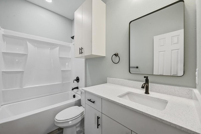 full bathroom with toilet, shower / washtub combination, and vanity