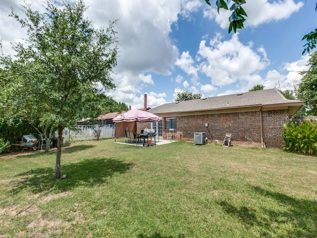 view of yard with a gazebo and a patio area