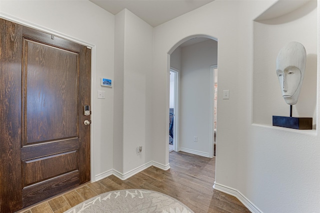 foyer entrance featuring light hardwood / wood-style floors