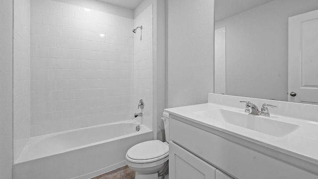 full bathroom with toilet, shower / bathtub combination, and vanity