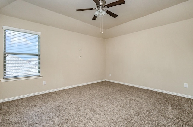 carpeted empty room with ceiling fan