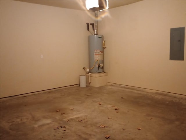 interior space featuring water heater and electric panel