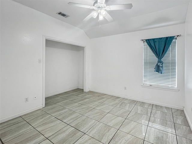 spare room featuring ceiling fan