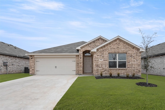 3656 N Crowley Cleburne Rd, Fort Worth, TX 76036 - ranch-style house featuring a garage, a front yard, and central AC unit
