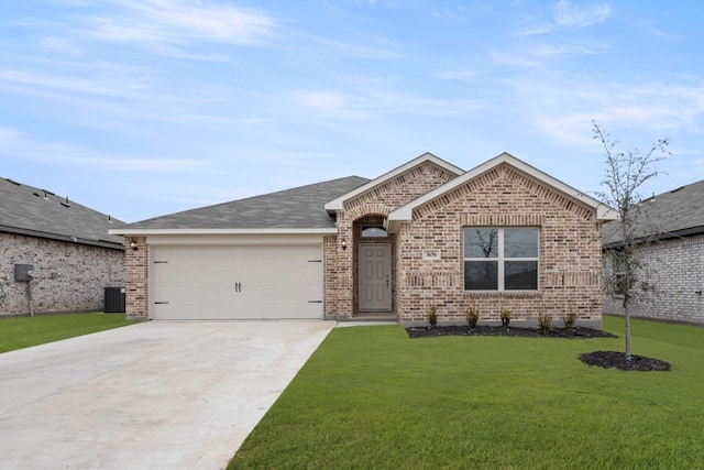3656 N Crowley Cleburne Rd, Fort Worth, TX 76036 - ranch-style house with a garage, central AC, and a front lawn