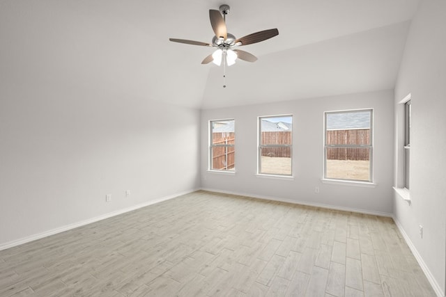 3656 N Crowley Cleburne Rd, Fort Worth, TX 76036 - empty room with ceiling fan, lofted ceiling, and light hardwood / wood-style floors