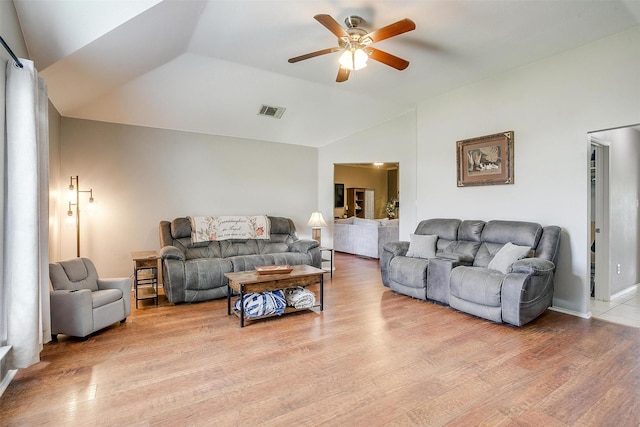 1721 Vista Ridge Dr W, Midlothian, TX 76065 - living area featuring lofted ceiling, a ceiling fan, and light wood-style flooring