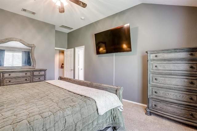 1721 Vista Ridge Dr W, Midlothian, TX 76065 - bedroom with carpet floors, vaulted ceiling, a ceiling fan, and baseboards