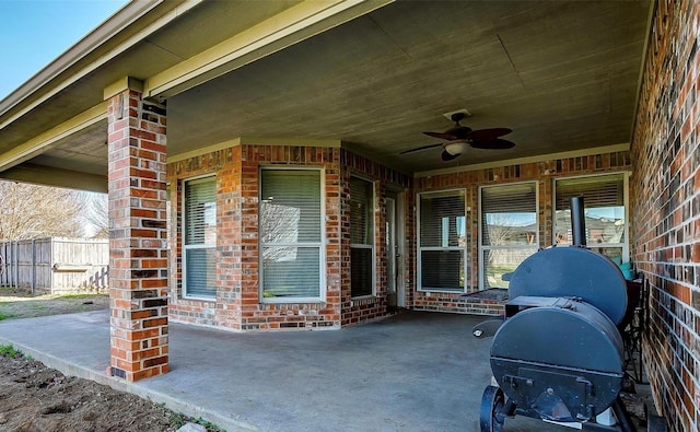 view of patio with ceiling fan