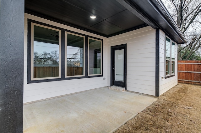 doorway to property with a patio area