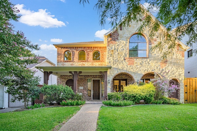 view of front of house featuring a front lawn