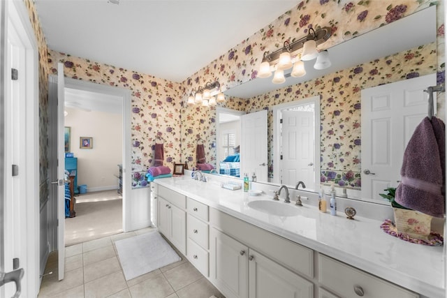 bathroom featuring vanity and tile patterned flooring