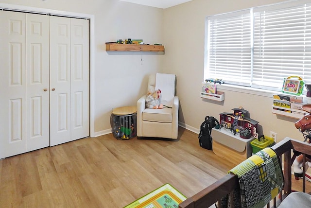 rec room featuring wood-type flooring