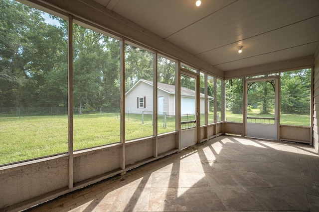 view of unfurnished sunroom