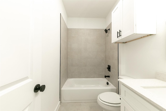 full bathroom featuring toilet, vanity, and shower / washtub combination