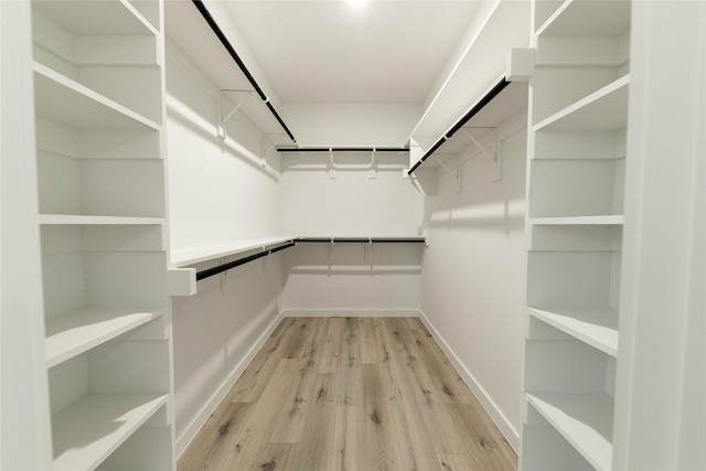 spacious closet featuring light hardwood / wood-style floors