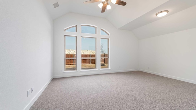 4601 Timberdrift St, Midlothian, TX 76065 - bonus room with carpet floors, a ceiling fan, baseboards, and lofted ceiling