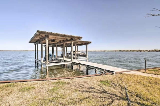 view of dock featuring a water view