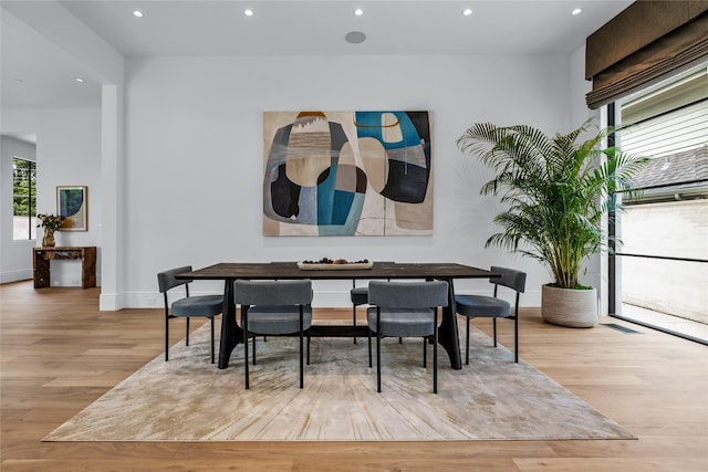 dining area featuring light hardwood / wood-style flooring