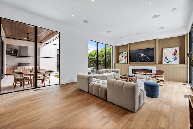 living room featuring light hardwood / wood-style floors