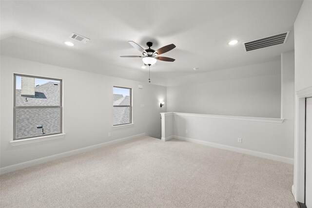 3270 Arbor Grove Trl, Midlothian, TX 76065 - spare room featuring ceiling fan, light carpet, baseboards, and recessed lighting
