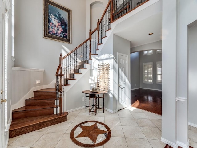 foyer with light tile patterned floors