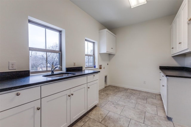 kitchen featuring sink, white cabinetry, and a healthy amount of sunlight