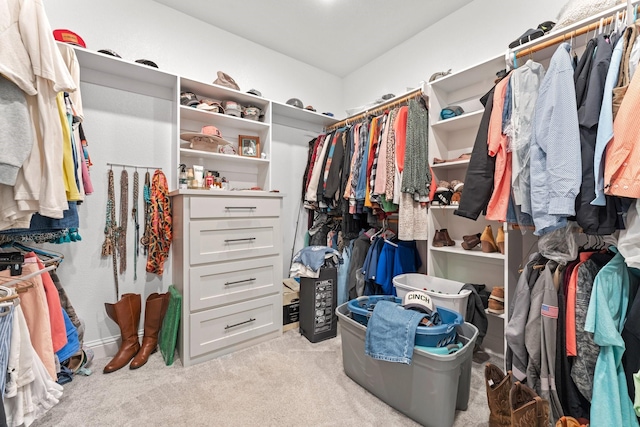 spacious closet with light colored carpet