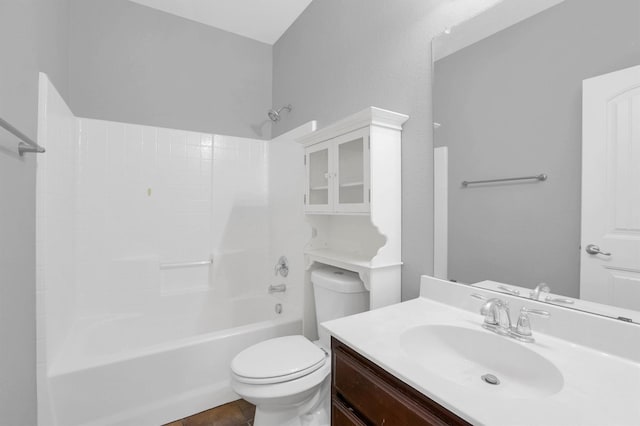 full bath with vanity, toilet, and shower / bathtub combination