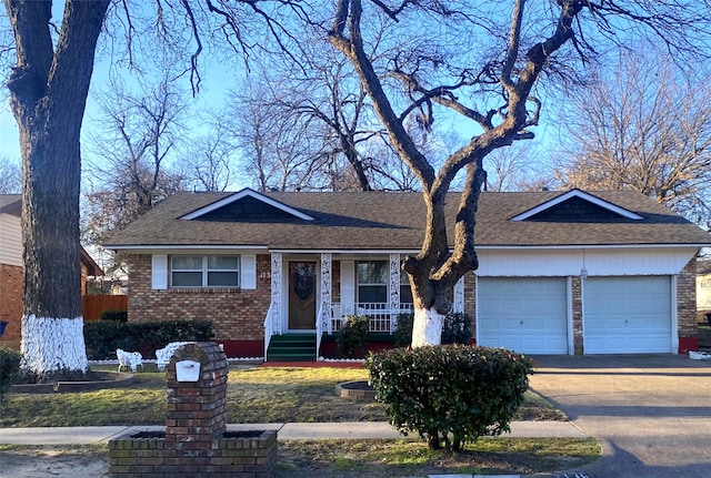 single story home with a garage