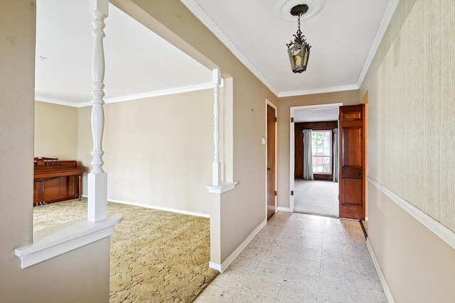 interior space featuring ornamental molding