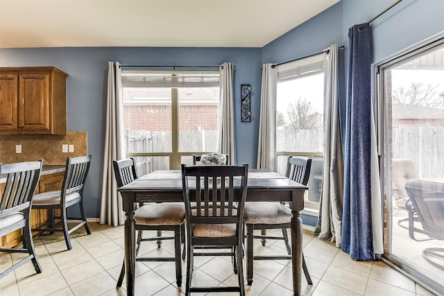 view of tiled dining room